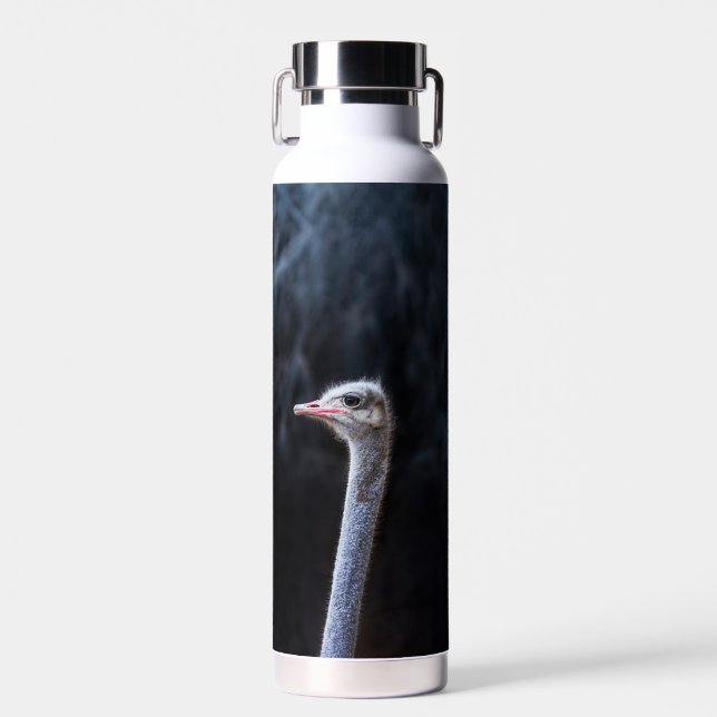 ostrich portrait     water bottle (Front)