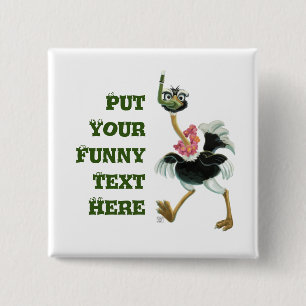 Ostrich Race in the Swamp 15 Cm Square Badge