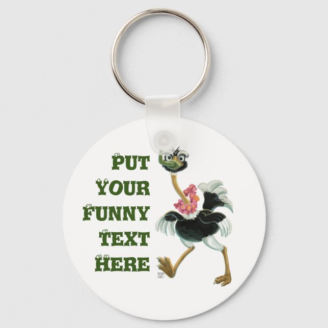 Ostrich Race in the Swamp Key Ring (Front)