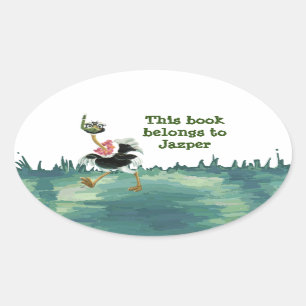 Ostrich Race in the Swamp Oval Sticker