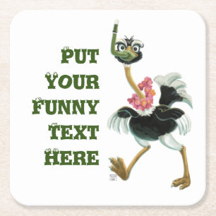 Ostrich Race in the Swamp Square Paper Coaster