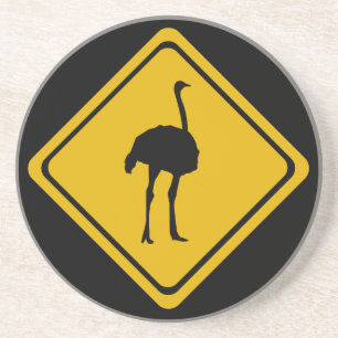 ostrich road sign coaster