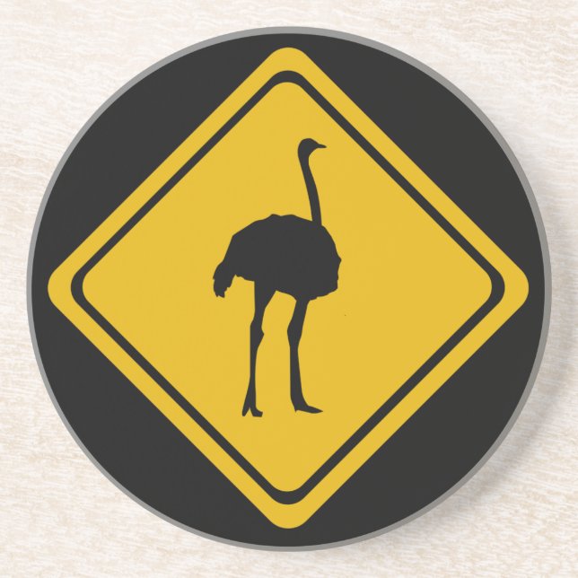 ostrich road sign coaster (Front)