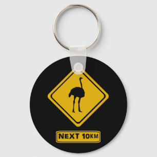 ostrich road sign key ring