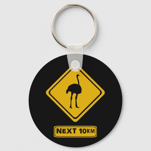 ostrich road sign key ring (Front)