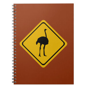 ostrich road sign notebook