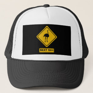 ostrich road sign trucker hat