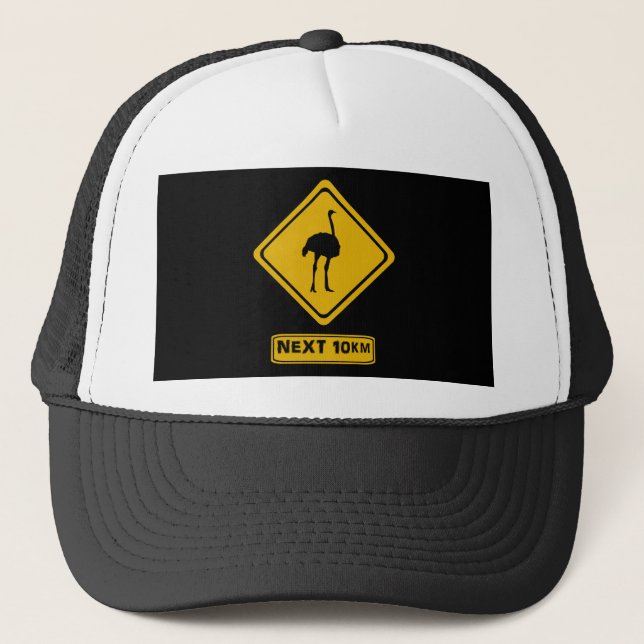 ostrich road sign trucker hat (Front)