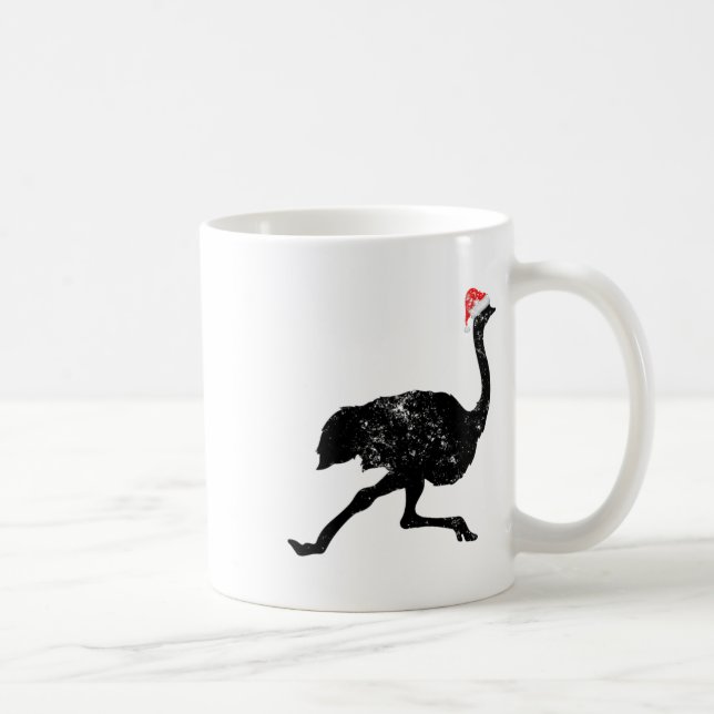 Ostrich Santa Hat - Christmas Pajama  Coffee Mug (Right)