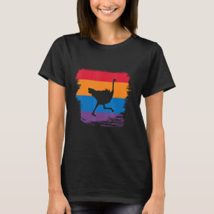 Ostrich Shadow Silhouette With Colourful Flag T-Shirt