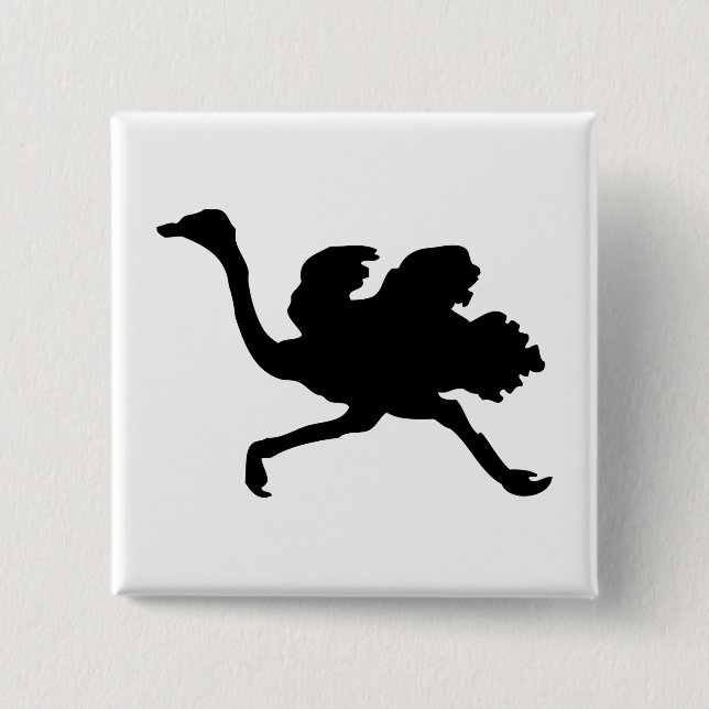 Ostrich Silhouette 15 Cm Square Badge (Front)