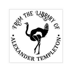 Ostrich Silhouette  Library Book Name Self-inking Stamp