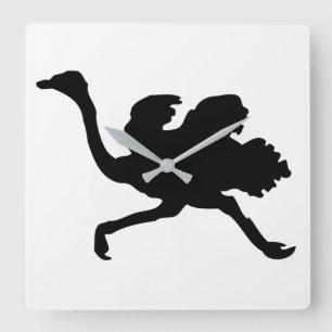 Ostrich Silhouette Square Wall Clock