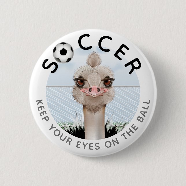 Ostrich Soccer 6 Cm Round Badge (Front)