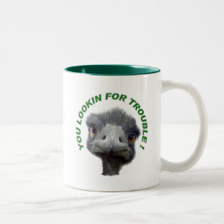 Ostrich trouble Two-Tone coffee mug
