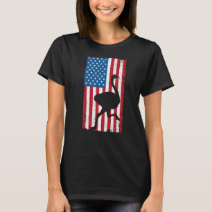 Ostrich Usa Flag America Animal  Flightless Bird T-Shirt