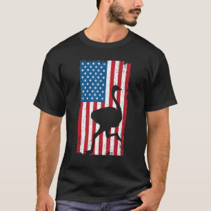 Ostrich Usa Flag America Animal  Flightless Bird T-Shirt