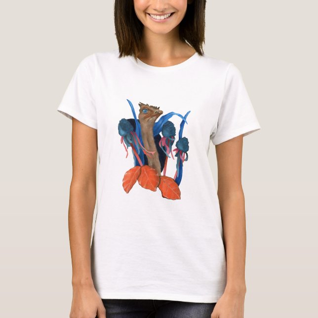 Ostrich with leaves T-Shirt (Front)