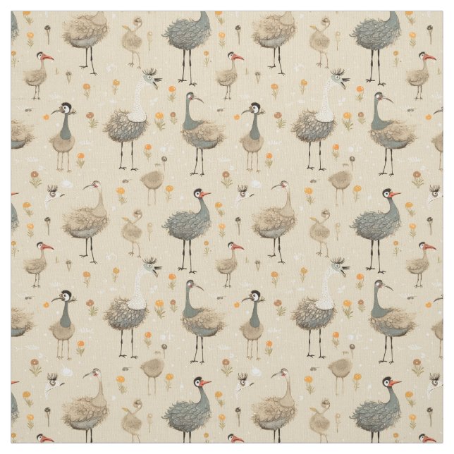 Ostrich Wonders: Whimsy Ostrich Fabric (Swatch)