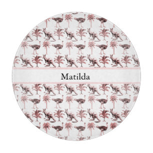 Ostriches and kangaroos, customisable  cutting board