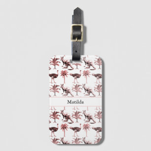 Ostriches and kangaroos, customisable luggage tag