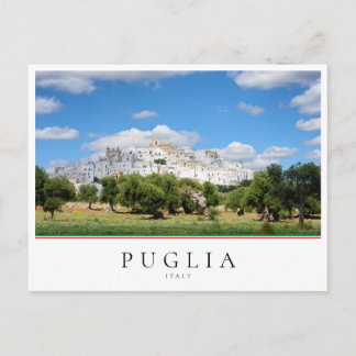 Ostuni town and olive tree landscape in Puglia Postcard