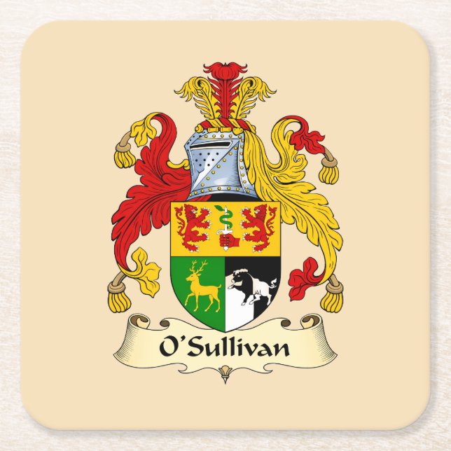O'Sullivan Family Coat of Arms Paper Coaster  (Front)