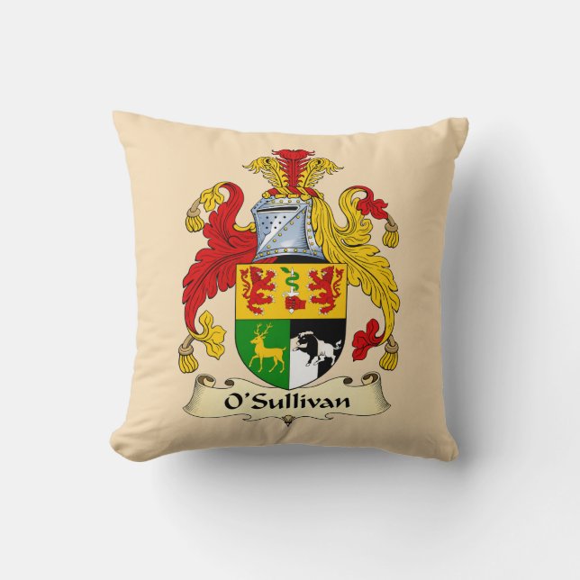 O'Sullivan Family Coat of Arms Throw Pillow (Front)