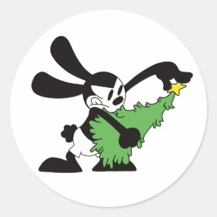 Oswald The Lucky Rabbit Christmas Tree Classic Round Sticker