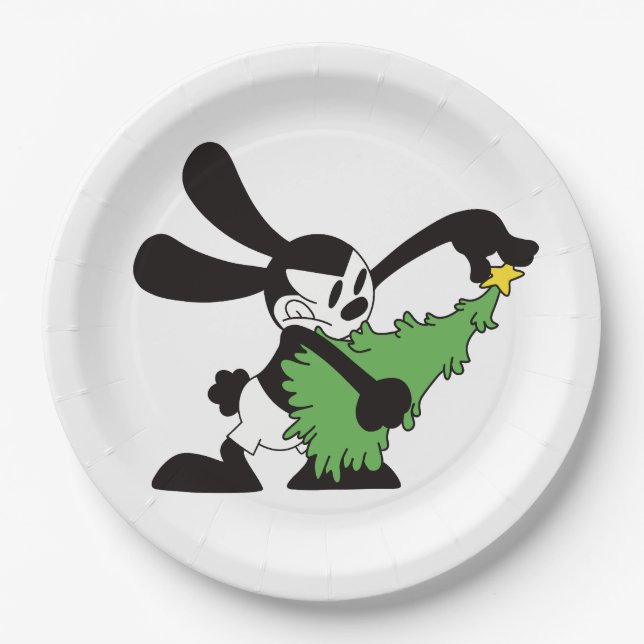Oswald The Lucky Rabbit Christmas Tree Paper Plate (Front)