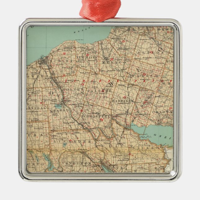 Oswego, Cayuga, Onondaga counties Metal Tree Decoration (Front)
