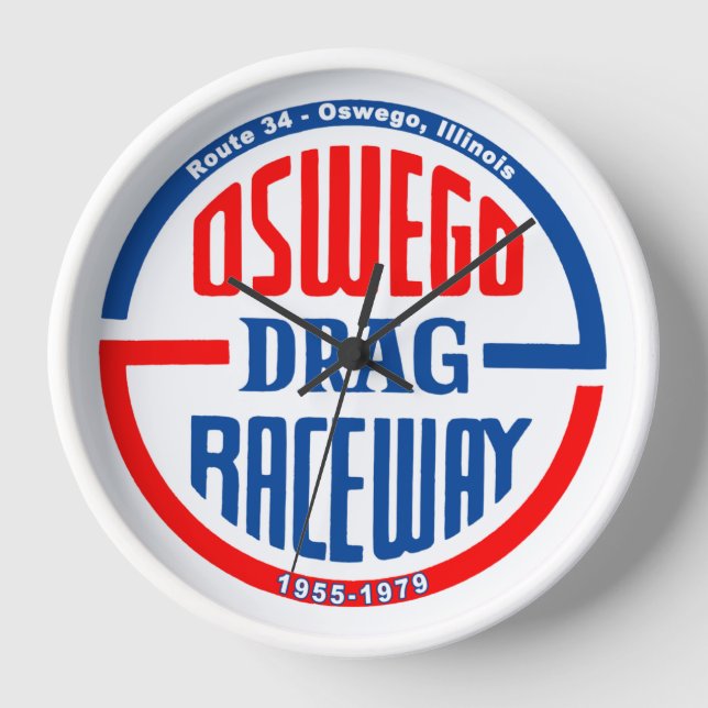 Oswego Drag Raceway on Route 34 - Oswego, Illinois Clock (Front)