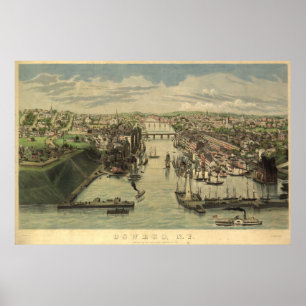 Oswego New York 1855 Antique Panoramic Map Poster
