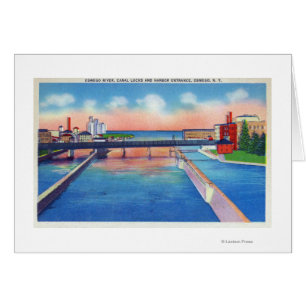 Oswego River View of Canal Locks & Harbour
