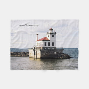 Oswego West Pierhead Light fleece blanket