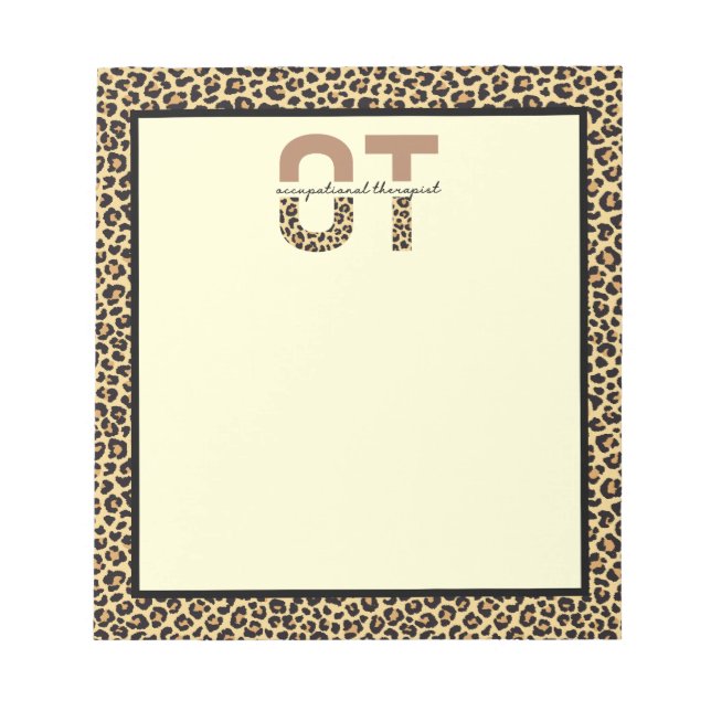 OT Cheetah Print Occupational Therapist Notepad (Front)