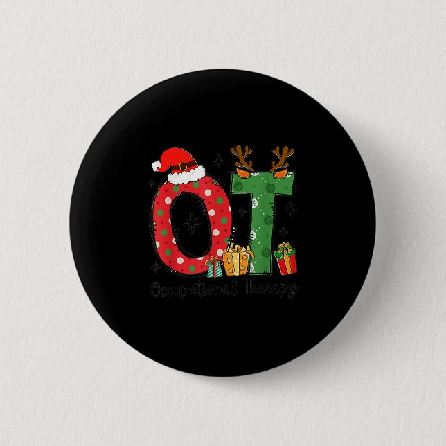 Ot Christmas Occupational Therapy Therast Merry Ot 6 Cm Round Badge (Front)
