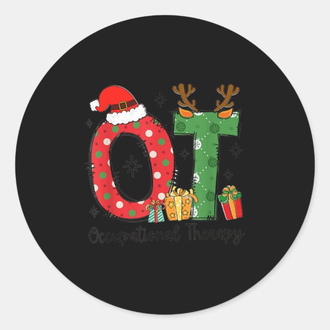 Ot Christmas Occupational Therapy Therast Merry Ot Classic Round Sticker (Front)