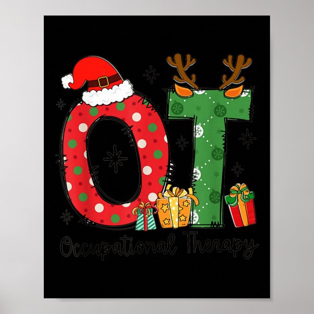 Ot Christmas Occupational Therapy Therast Merry Ot Poster (Front)