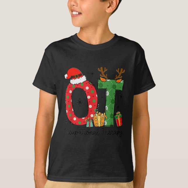 Ot Christmas Occupational Therapy Therast Merry Ot T-Shirt (Front)