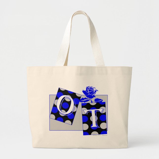 ot letter blocks blue and grey large tote bag (Front)