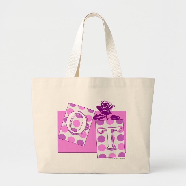ot letter blocks pink purple large tote bag (Front)
