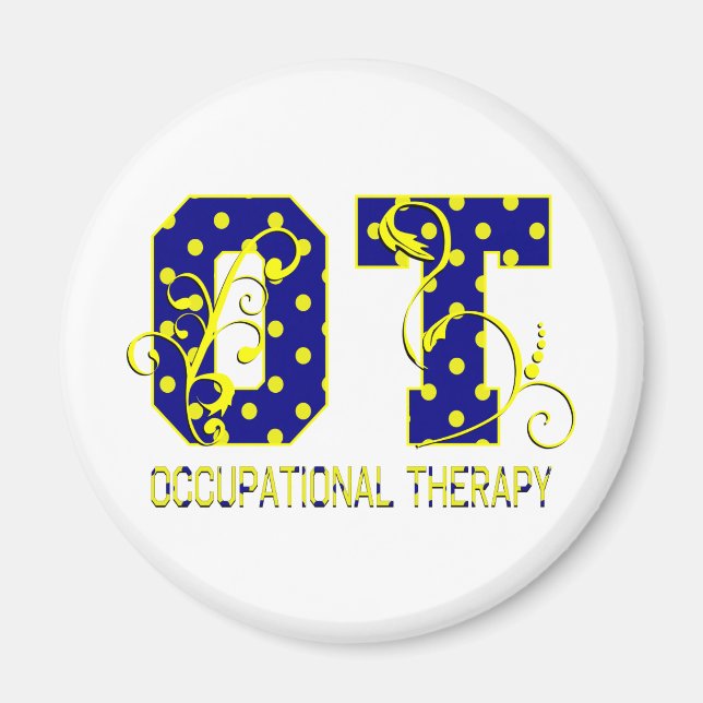 ot letters blue and yellow magnet (Front)