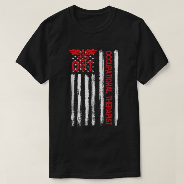 Ot Occupational Therapy American Flag Therapist Mo T-Shirt (Design Front)