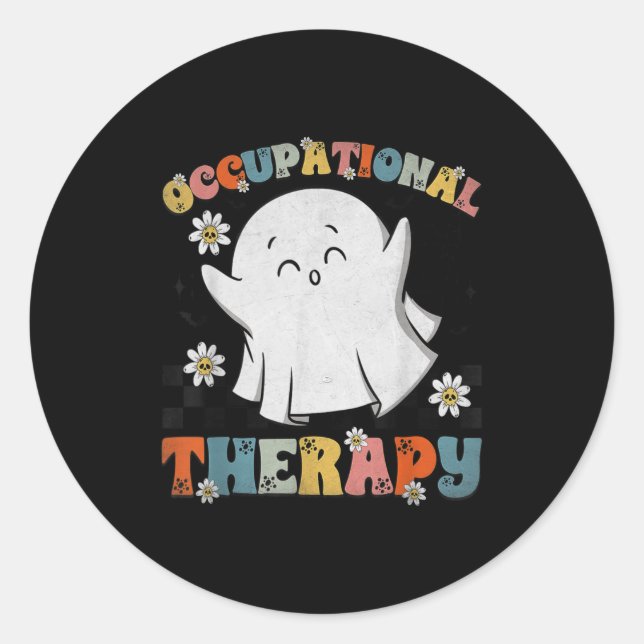 Ot Occupational Therapy Halloween Retro Ghost Ot H Classic Round Sticker (Front)