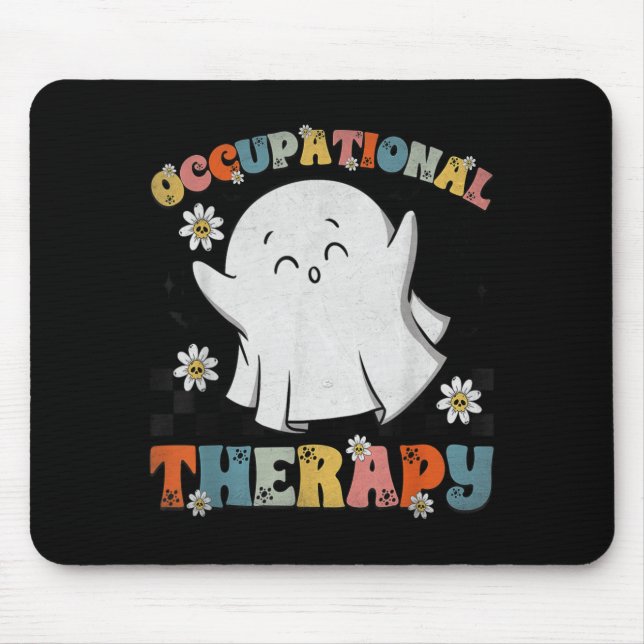 Ot Occupational Therapy Halloween Retro Ghost Ot H Mouse Mat (Front)