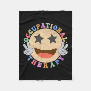 Ot Occupational Therapy Hippie Smile Face Flowers Fleece Blanket