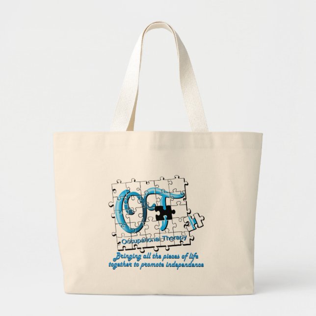 ot puzzle aqua large tote bag (Front)