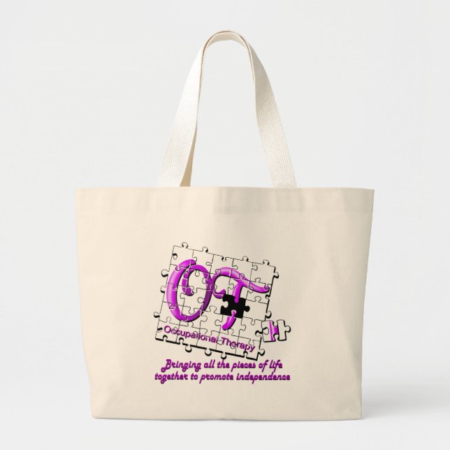 ot puzzle purple large tote bag (Front)