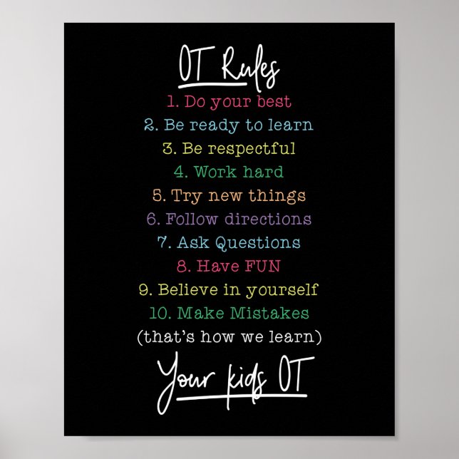 OT Rules | Occupational Therapist Poster (Front)